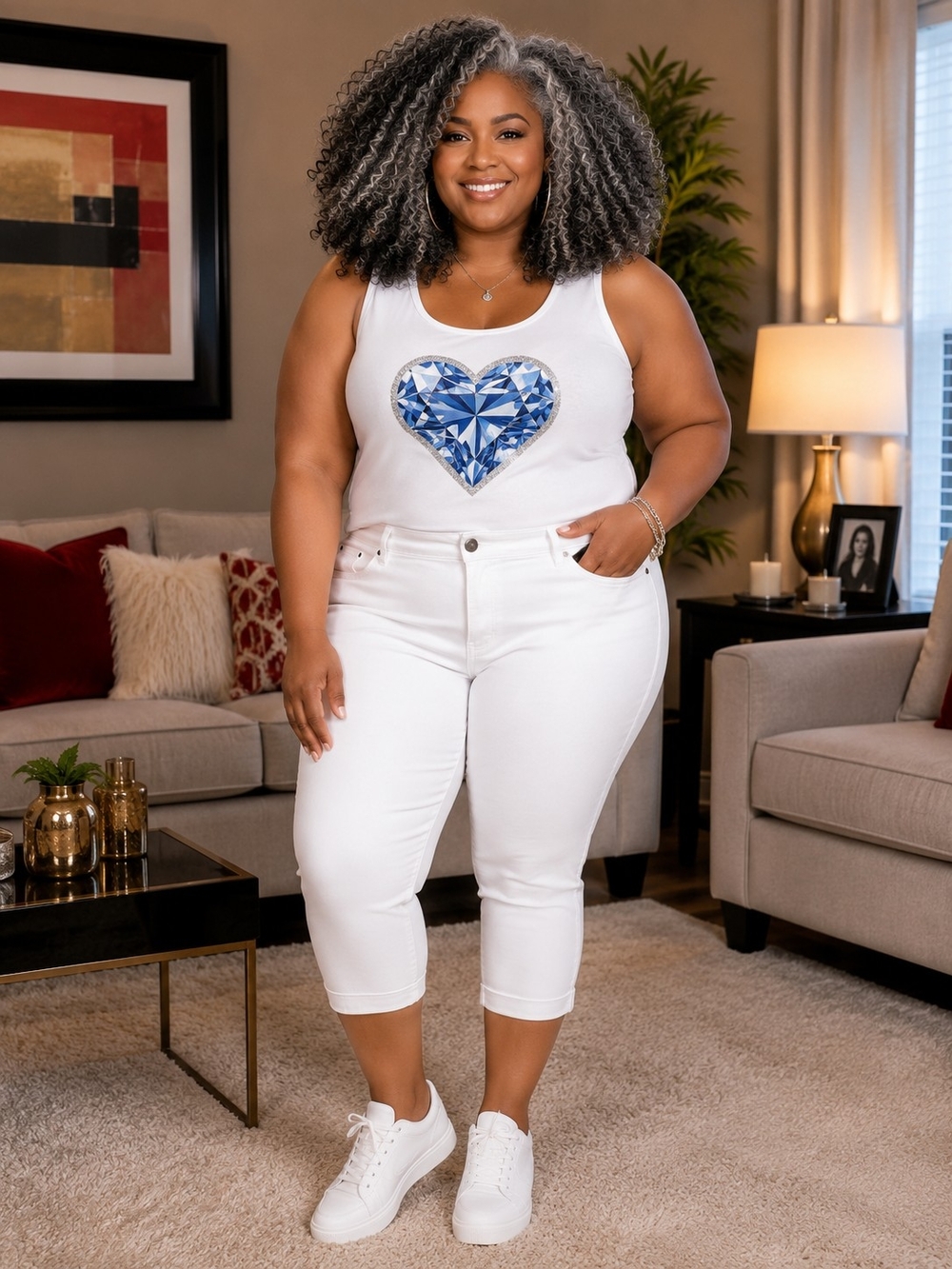 White Stretch Capri Jeans (Only)